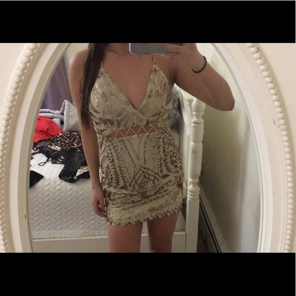 Gold Sequin Mini Dress